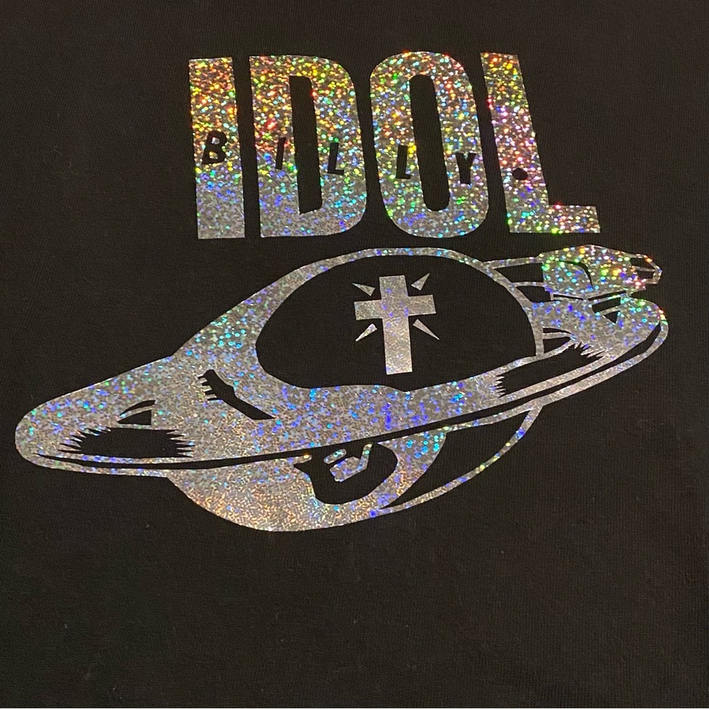 FLASH SALE 🎰 Billy Idol OOAK glitter vinyl tee - Picture 2 of 3